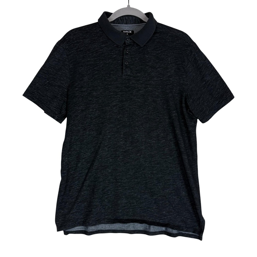 Hurley‎ Polo Shirt Mens Medium Gray Solid Short Sleeve Nike Dri-FIT Golf